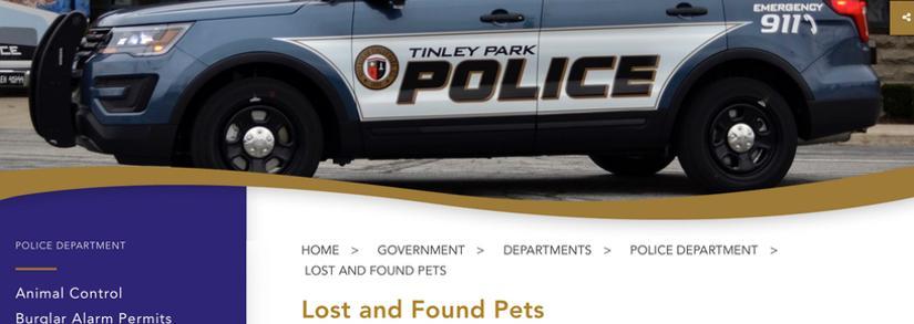 New Lost and Found Pets Page on Village of Tinley Park Website