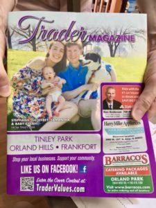 Tinley Park Mom Stephanie Pyrzynski, baby daughter, husband Geoffrey and puppy Samanatha, Family on Cover of July 2018 Trader Magazine
