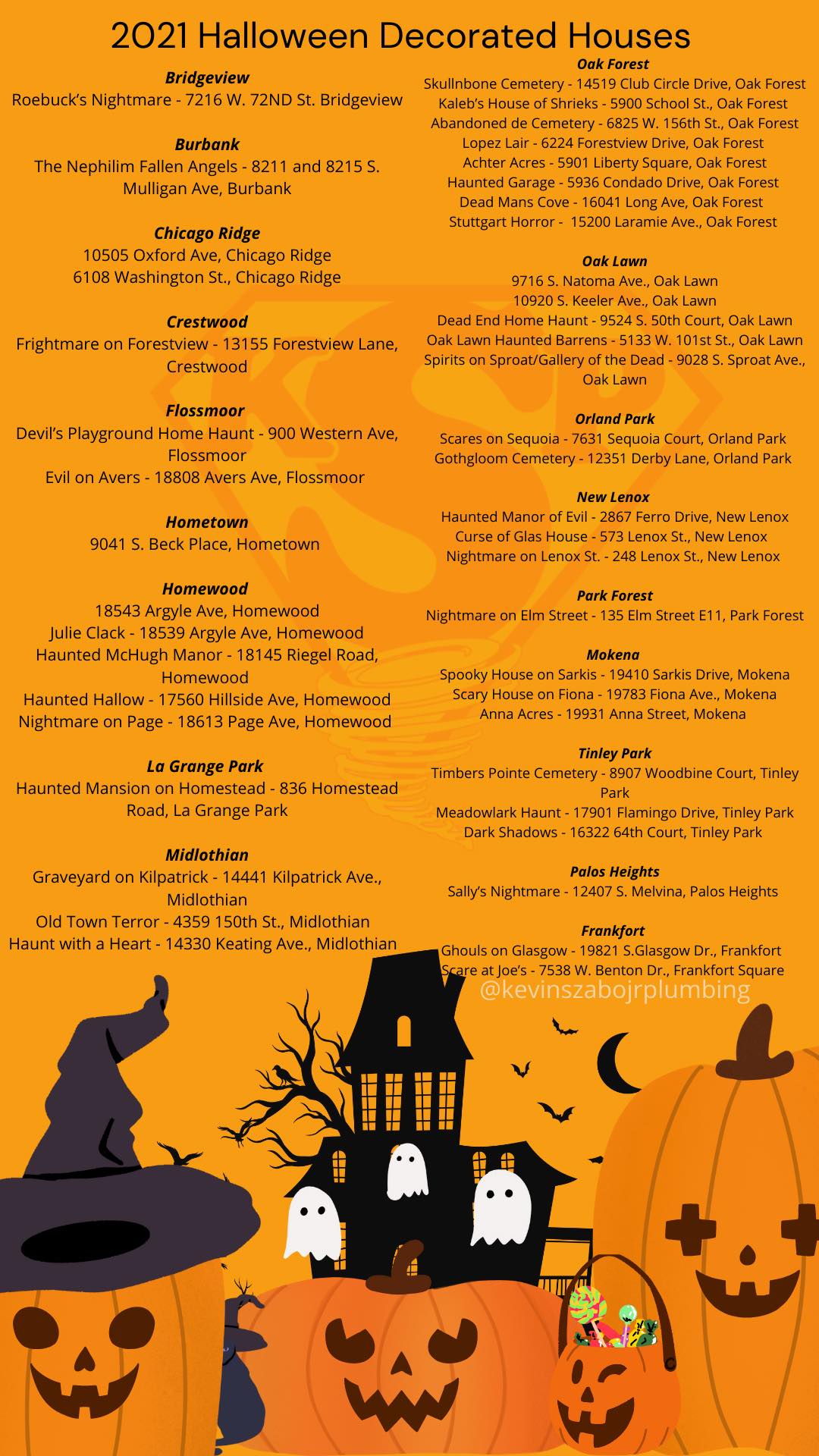 Address Of Halloween Decorated Houses In The Chicago Suburbs