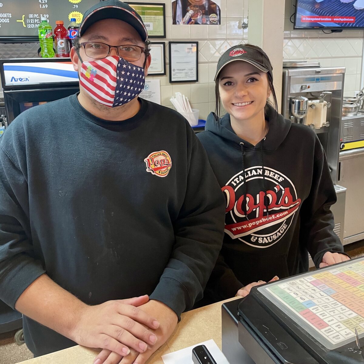 Employees Joe (iCanDream) and Rachel of Pop's Italian Beef in Tinley Park