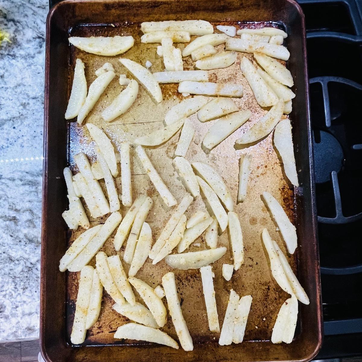 Oven French Fries Step 4 on Pan