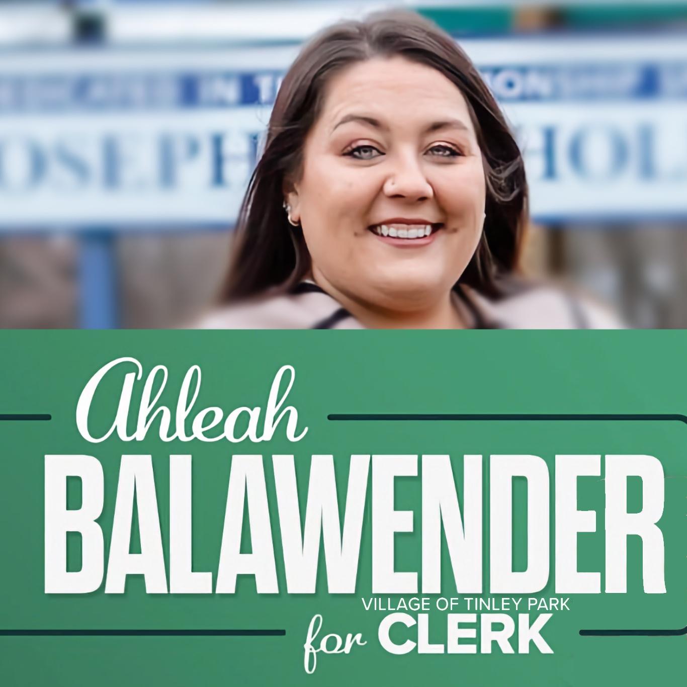 Ahleah Balawender Headshot Tinley Park Clerk Candidate
