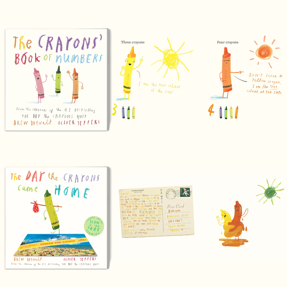 The history of the feud between Yellow and Orange Crayon, in Drew Daywalt's crayons book series.