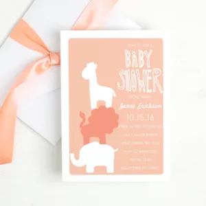 Basic Invite Safari Baby Shower Theme Invitations