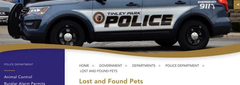 New Lost and Found Pets Page on Village of Tinley Park Website