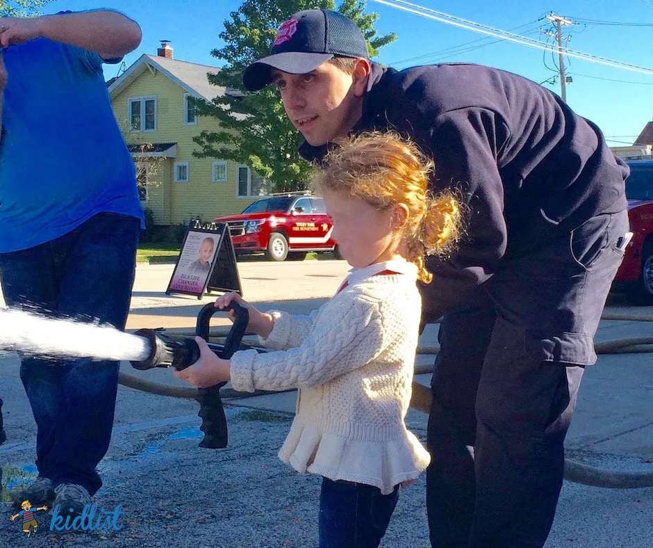 Tinley Park Fire Department Firefigher Brad Roemer at Fire Prevention-Week Fire Department Open House September 2021