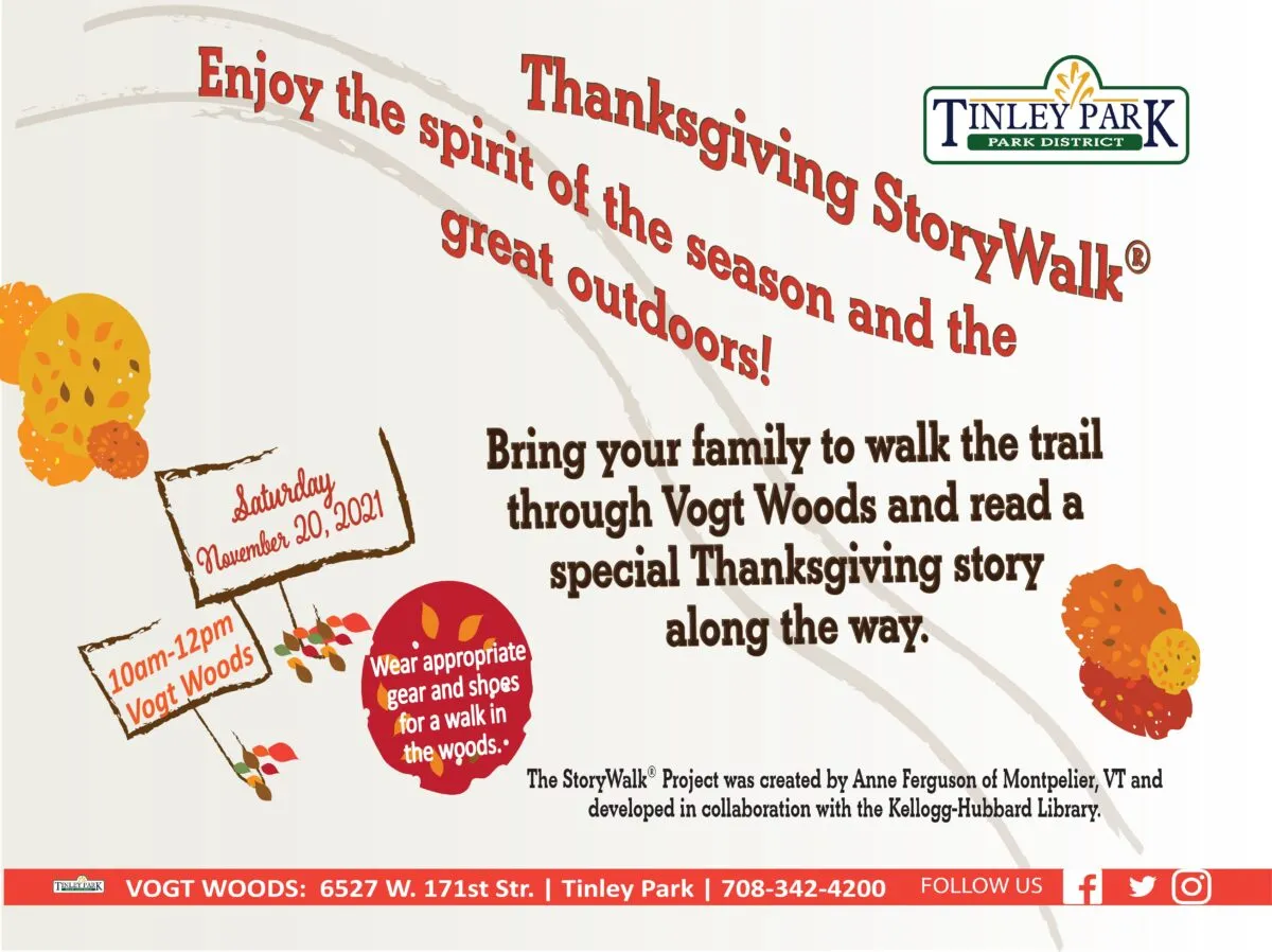 Tinley Park Park District 2021 Thanksgiving Storywalk 1200x900