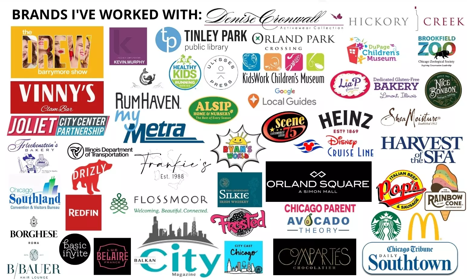 Brands that have worked with Tinley Park Mom, Stephanie Pyrzynski.